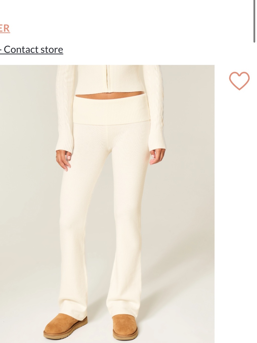 Gilly Hicks Cream Ribbed Flare Knit Pants